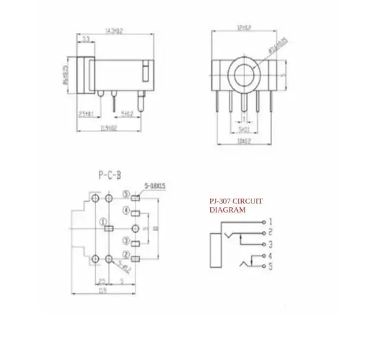 10PC 3,5mm Stereo Weibliche Audio Buchse Kopfhörer Jack PJ-307 Normal Geschlossen PJ-31080 Normal Offen PCB Panel Montage Stecker 5Pins – Detail 2
