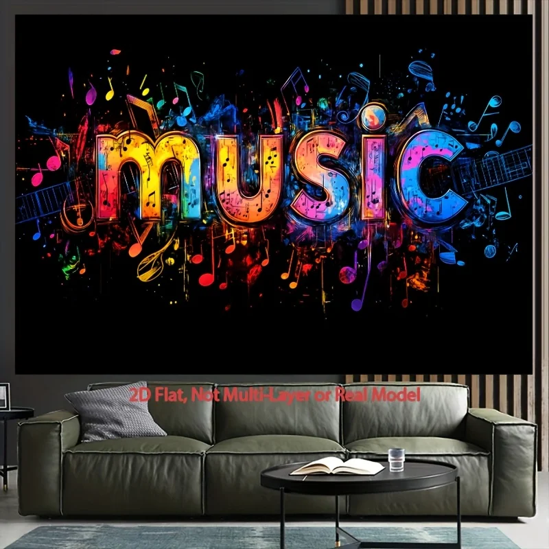 Colorful Musical Art Typography Digital printing polyester wall tapestry suitable for use in living rooms offices bars and party