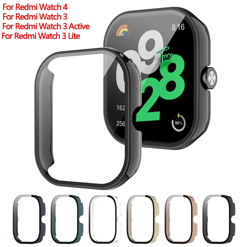 Vidro temperado + capa para xiaomi redmi watch 4, capa protetora de tela para xiaomi redmi watch 3 active/lite, acessórios