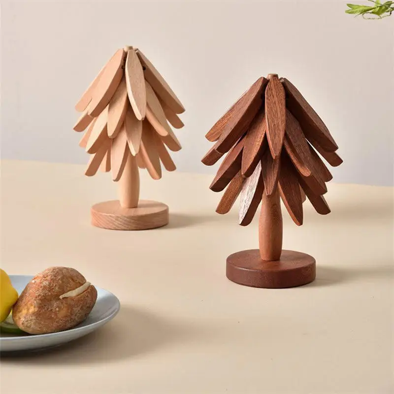 Tree Design Stand Wooden Trivets Decorative Anti Scald Heat Resistant Table Mat Coaster Ornament Wood Placemats Decorations