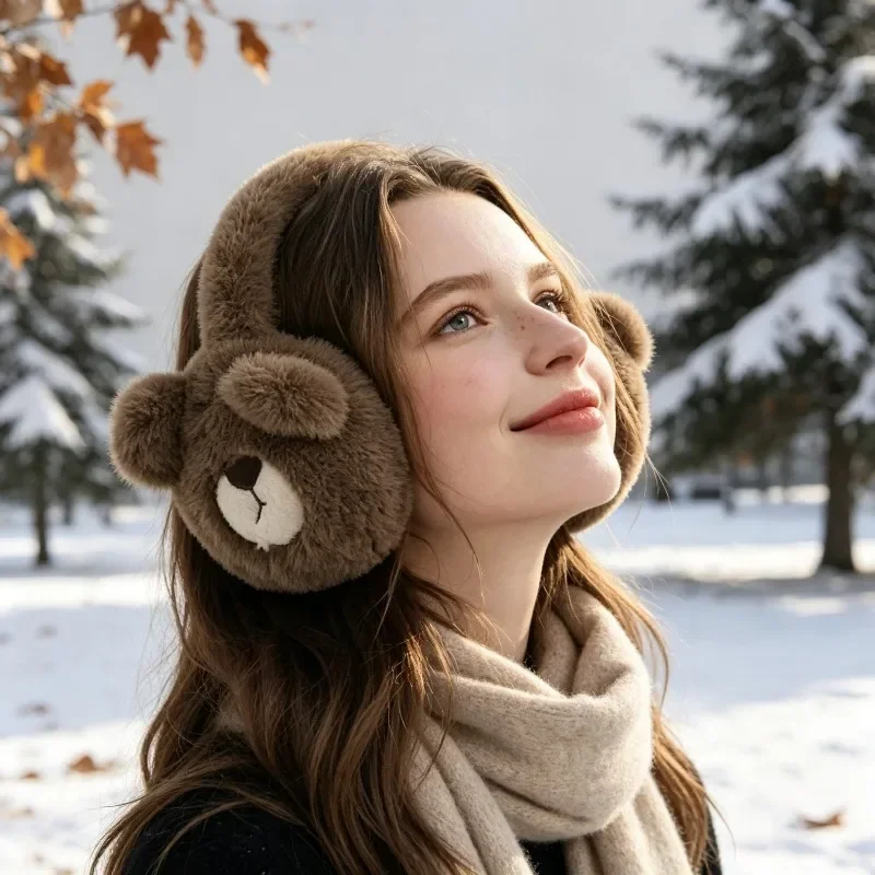 1Pcs Cute Puppy Plush Earmuffs with High Appearance Versatile Winter Teddy Fleece Windproof Cold Proof Foldable and Warm Earbuds