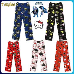 New cartoon Hello Kitty Spider-Man Batman thin loose printed pajamas trousers for men and women cartoon home casual wear