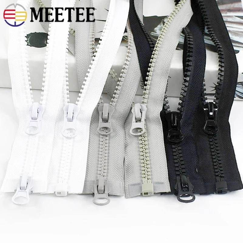 5Pcs Meetee 60-300cm 5# 8# Resin Zipper Double/Single Sliders Zippers for Sewing Bag Clothes Tent Zip Repair Kit DIY Accessories