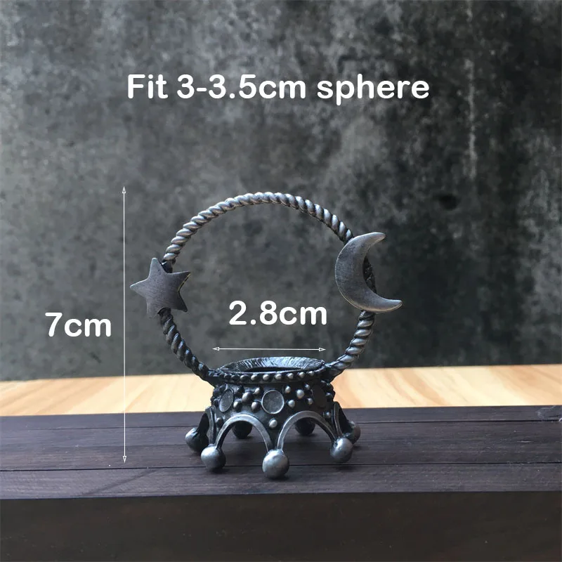 1-3p Small Black Star Moon Crown Crystal Sphere Holder Metal Swan Ball Crafts Stand Display Base Desktop Ornaments Photography