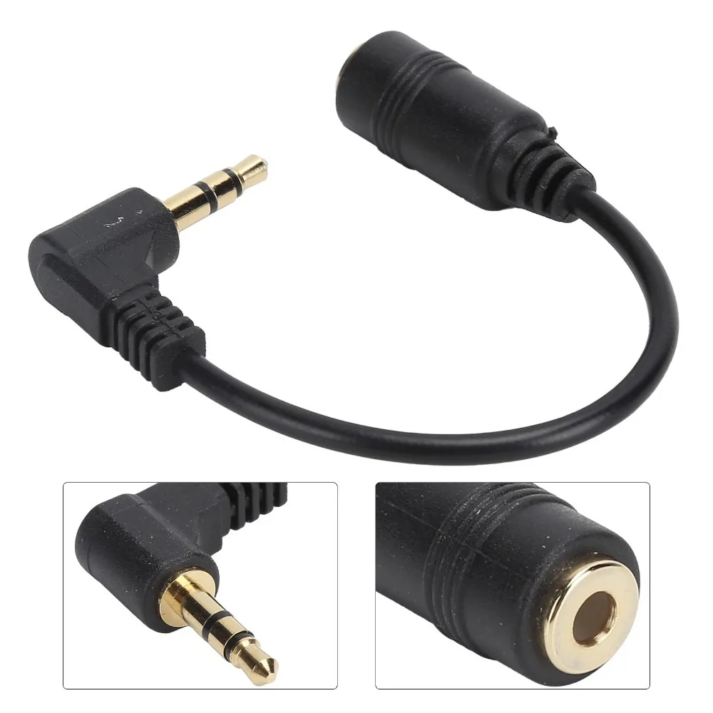 3 Pole 3.5mm Male to Female 90 Degree Elbow Cable Plug and Play 10cm Stereo Extension Cord Audio Cable for Earphones Headphones