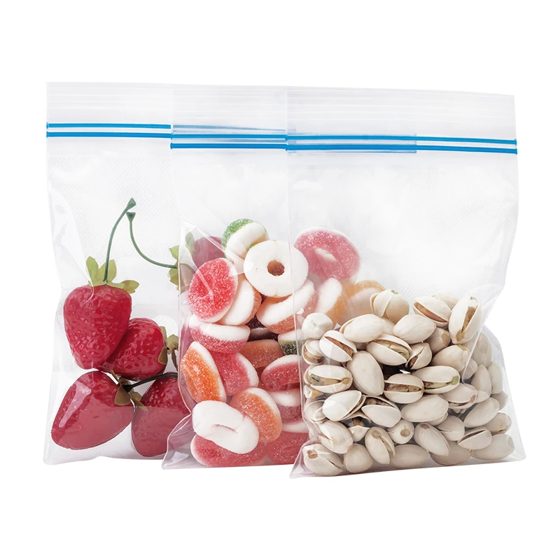 StoBag 50pcs PE Transparent Ziplock Bags Double Self-sealing Clear Food Packaging Pouches Storage Waterproof Reusable Plastic