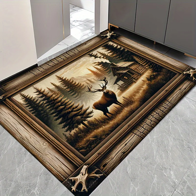 

Forest Cabin and Deer Non-Slip Floor Mat -Indoor and Outdoor Absorbent Foot Mat Suitable for Home Decoration,Durable and Stylish