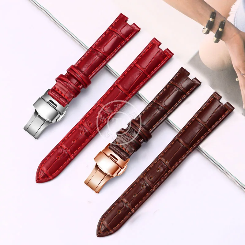 Ladies watch strap for Tissot Kerry Little Beauty series T126.010 genuine leather watch with butterfly buckle chain 12mm 14mm