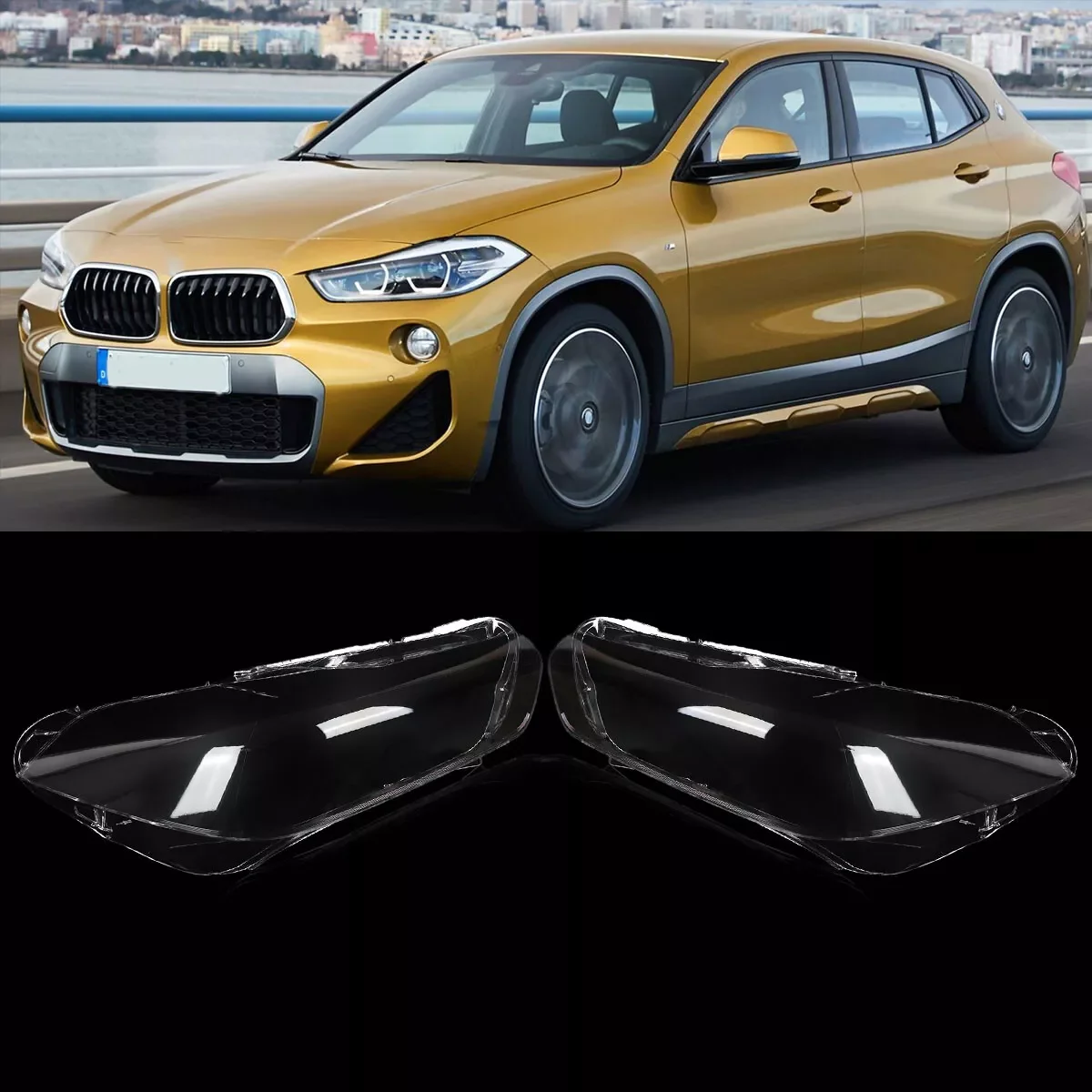 

Pair Head Lamps Covers For BMW X2 F39 SUV 2018 2019 2020 2021 2022 2023 Headlight Lens Shell Front Headlamp Cover Cap Lampshade