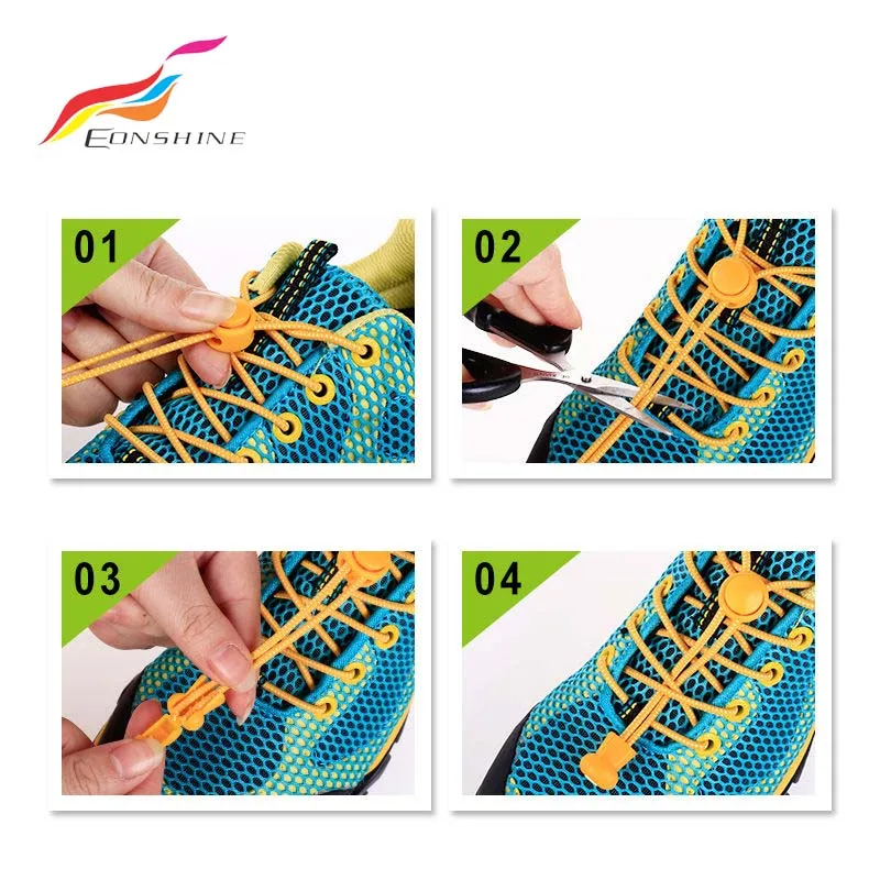 One Size Fits All Elastic Shoelaces Lazy Round Press Buckle Shoe Laces Lock No Tie Shoelace