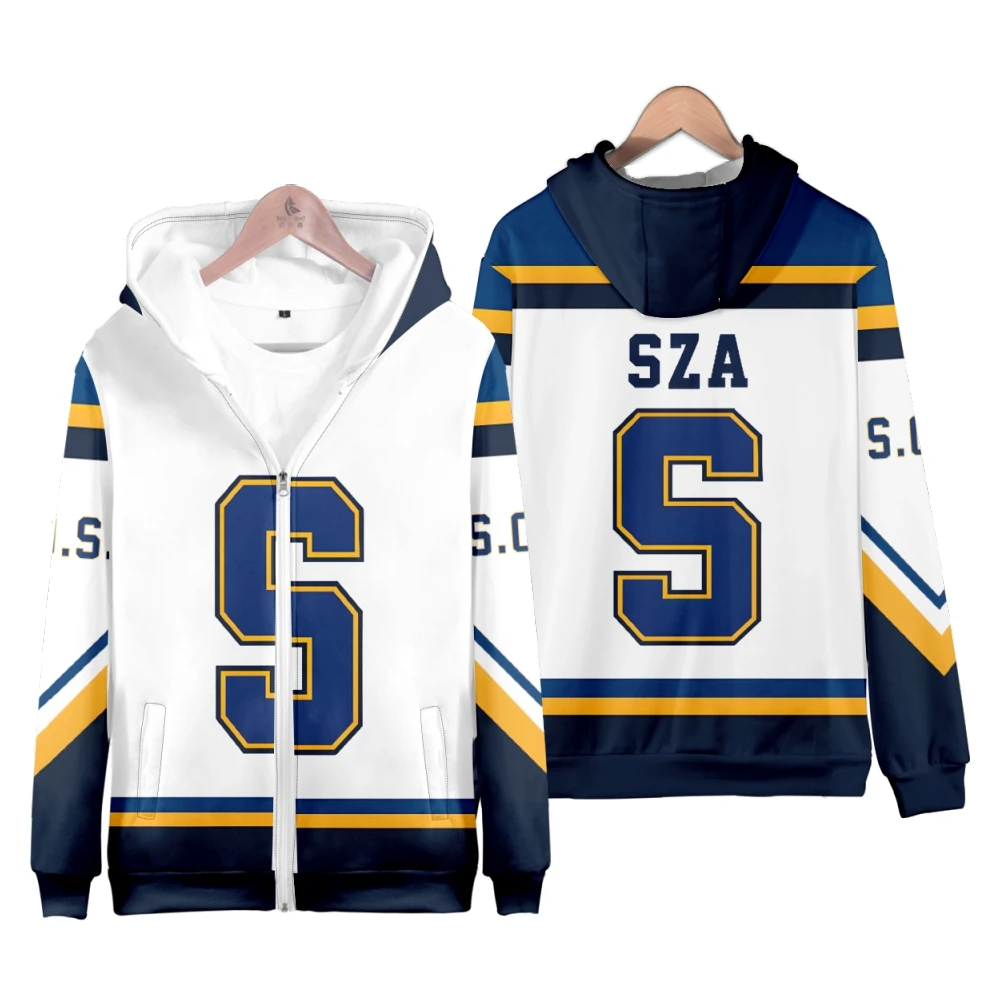 

SZA JERSEY SOS New Album Men's Zip Up Hoodie Cardigan Hooded Jacket Zipper Sweatshirt Casual Sportswear Streetwear Y2K Clothes