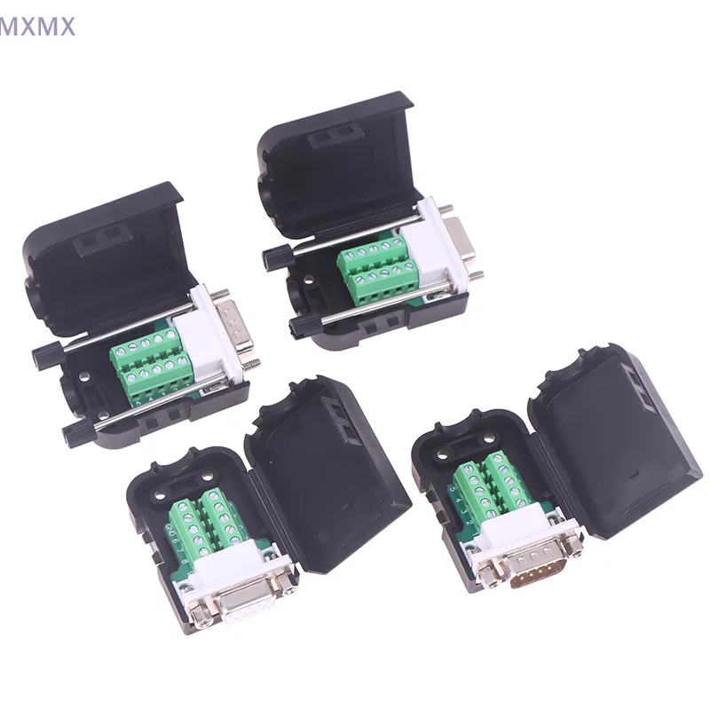 "محول DB9 Serial RS232/485/422، موصل COM ذكر أنثى بدون لحام، محطات الاختراق 9 Pin، سلك 21-24 AWG