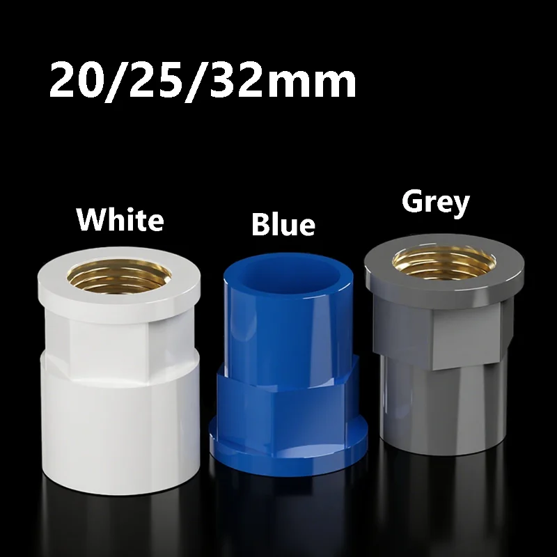 

20 ~ 32 мм серый/белый/синий ПВХ медный резьбовой соединитель, прямой, для орошения сада/водоснабжения/аквариумных сантехнических аксессуаров