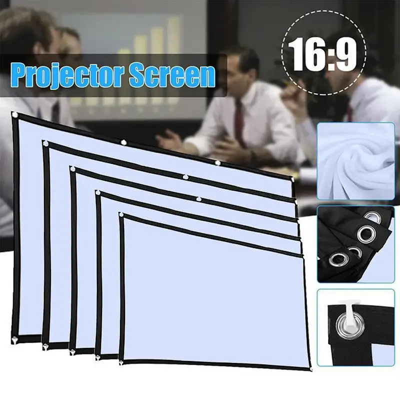 Projectors Screen Fabric Projector Cloth Anti-light 60 72 84 100 120 Inch Home Outdoor Office Simple Curtain Accessories