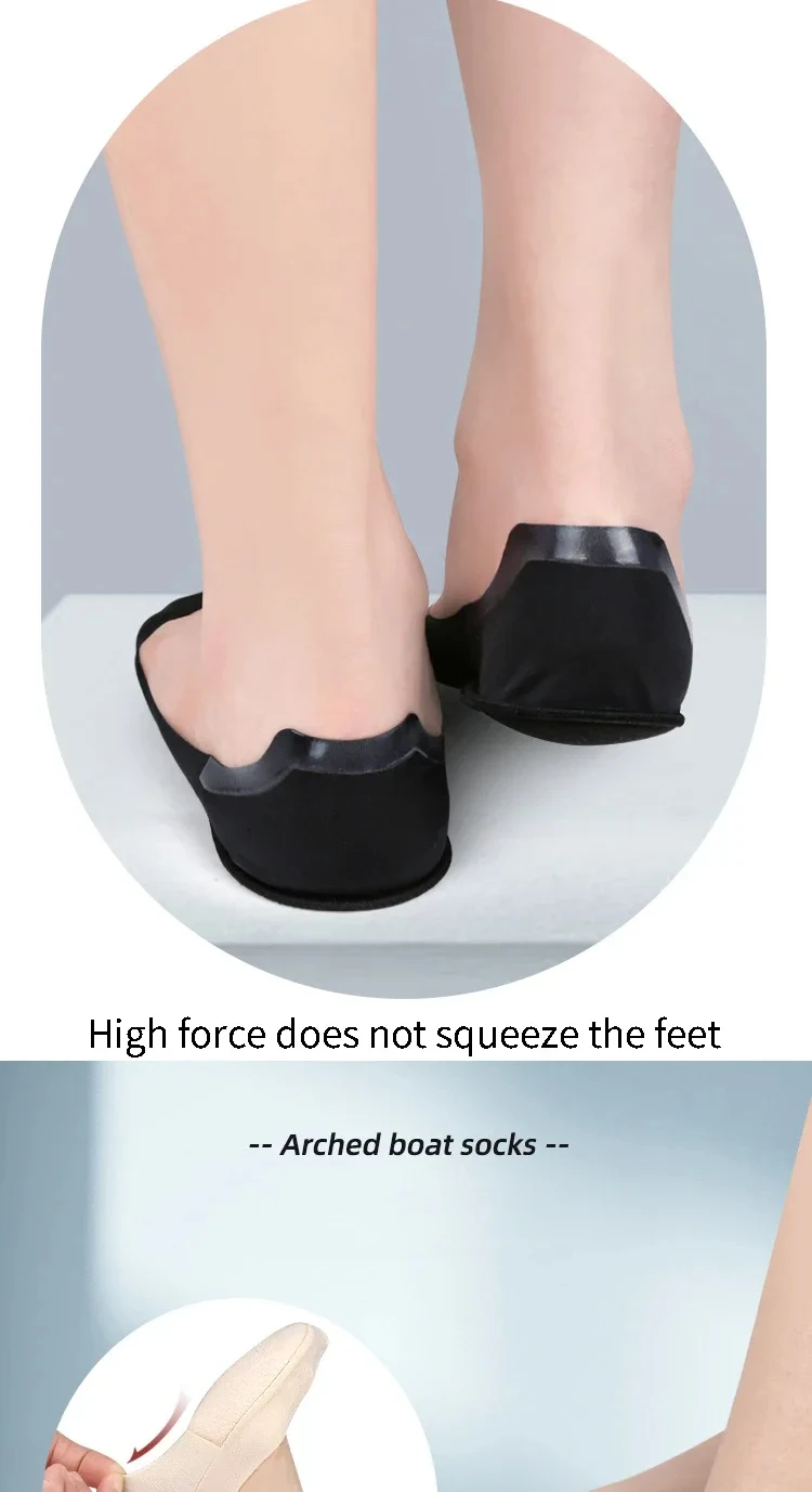 Damen Low-Top Socken-Einlegesohlen Stoßdämpfende Weiche Schwamm-Einlagen mit Gewölbestütze Unsichtbare Bootssocken zur Fußdruckentlastung – Detail 5