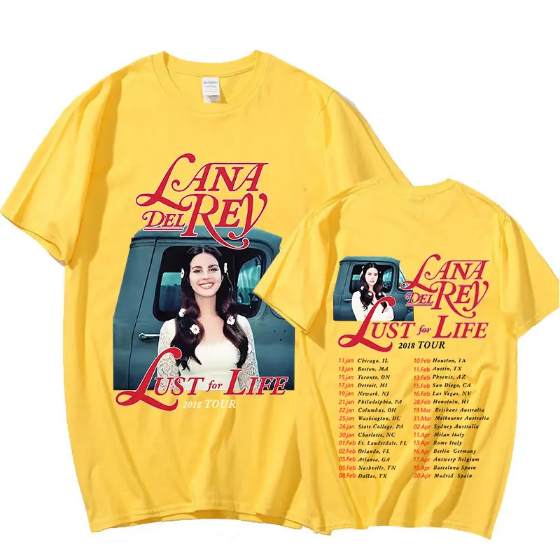 Singer Lana Del Rey Vintage T Shirt Lust for Life Tour Music Album Men Women Hip Hop T Shirts Harajuku Streetwear Tops Unisex