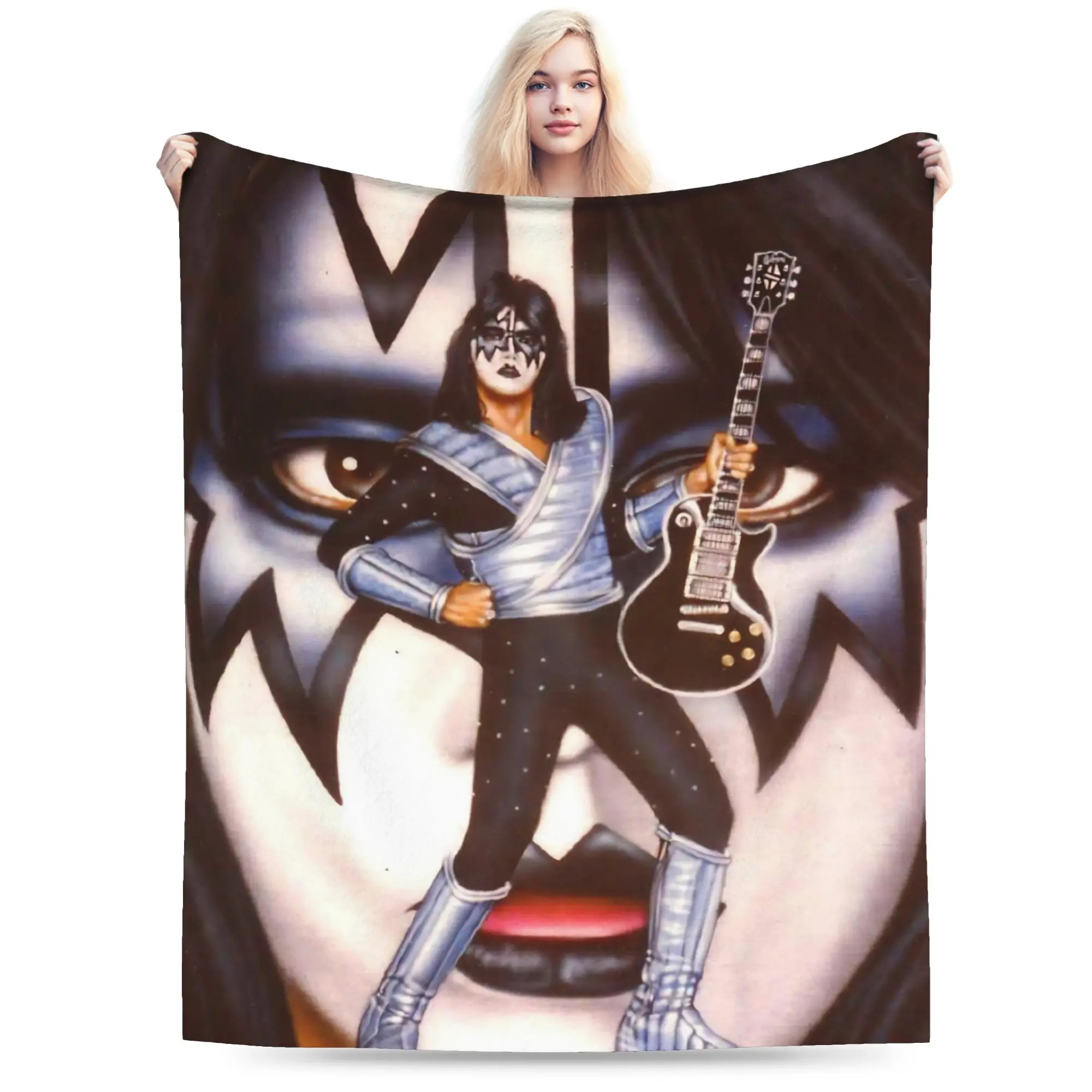 Ace Frehley The Spaceman 1951-2025 Blanket Flannel Kiss Band Comfortable Super Soft Throw Blanket for Home Rug Piece