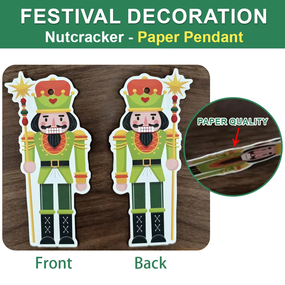 12Pcs new Christmas Nutcracker wooden/Paper ornament set Party atmosphere decorate Christmas tree hanging with New Year gifts