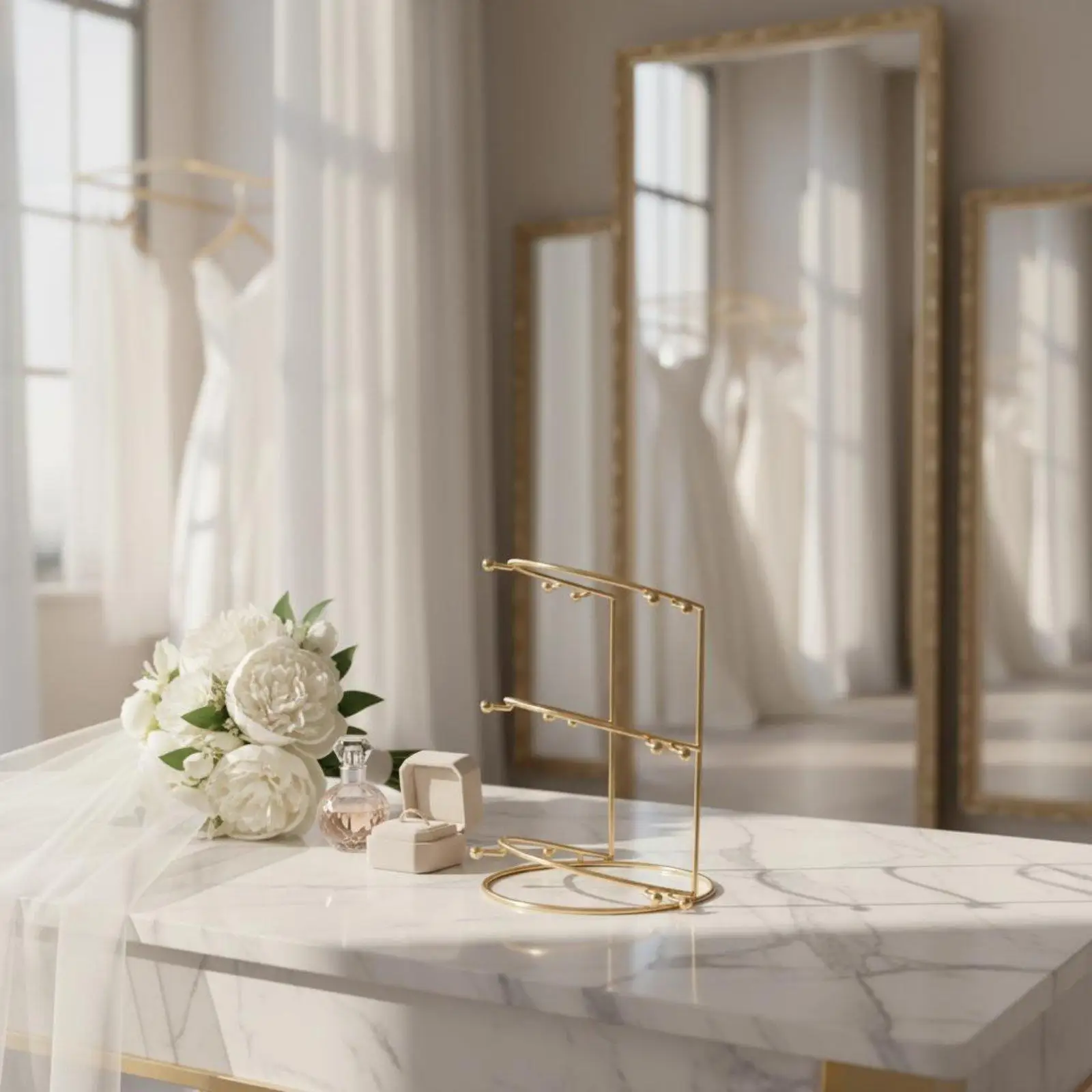 Bridal Headpiece Display Luxurious Design Headpiece Display Stand Holder European Style Multi-Tier for Brides, Boutique Owners,