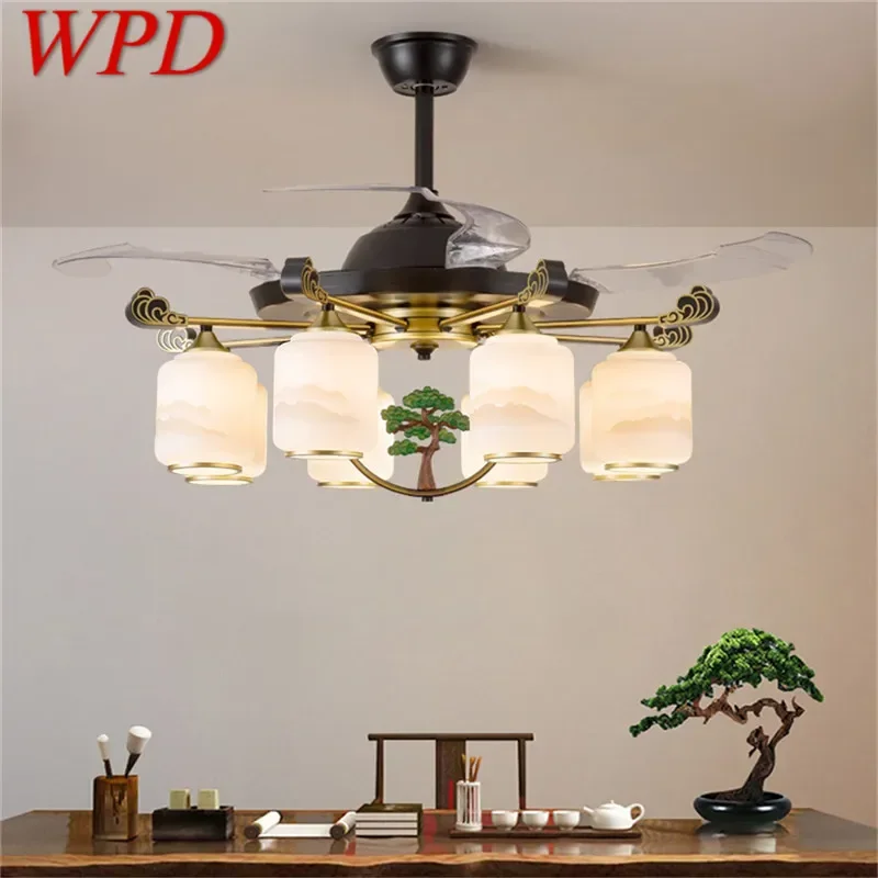 

WPD Modern Stealth Fan Light Luxury Living Room Restaurant Bedroom Ceiling Fan Light Remote LED Electric Fan Light