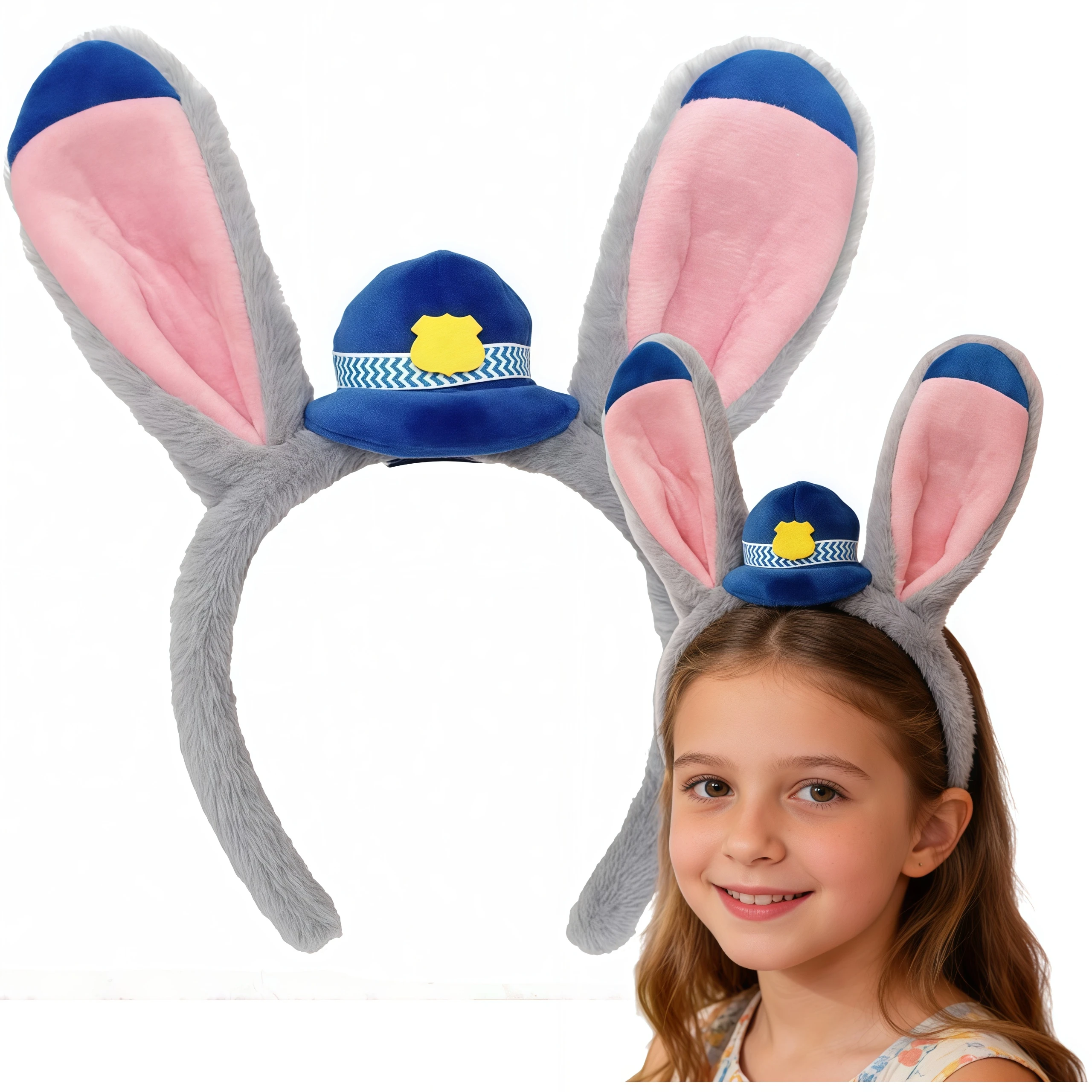 

Bunny Judy Police Officer Rabbit Ear Cartoon Performance Hair Hoop Children's Fashion Accessory Theme Park Photo-Taking Headband