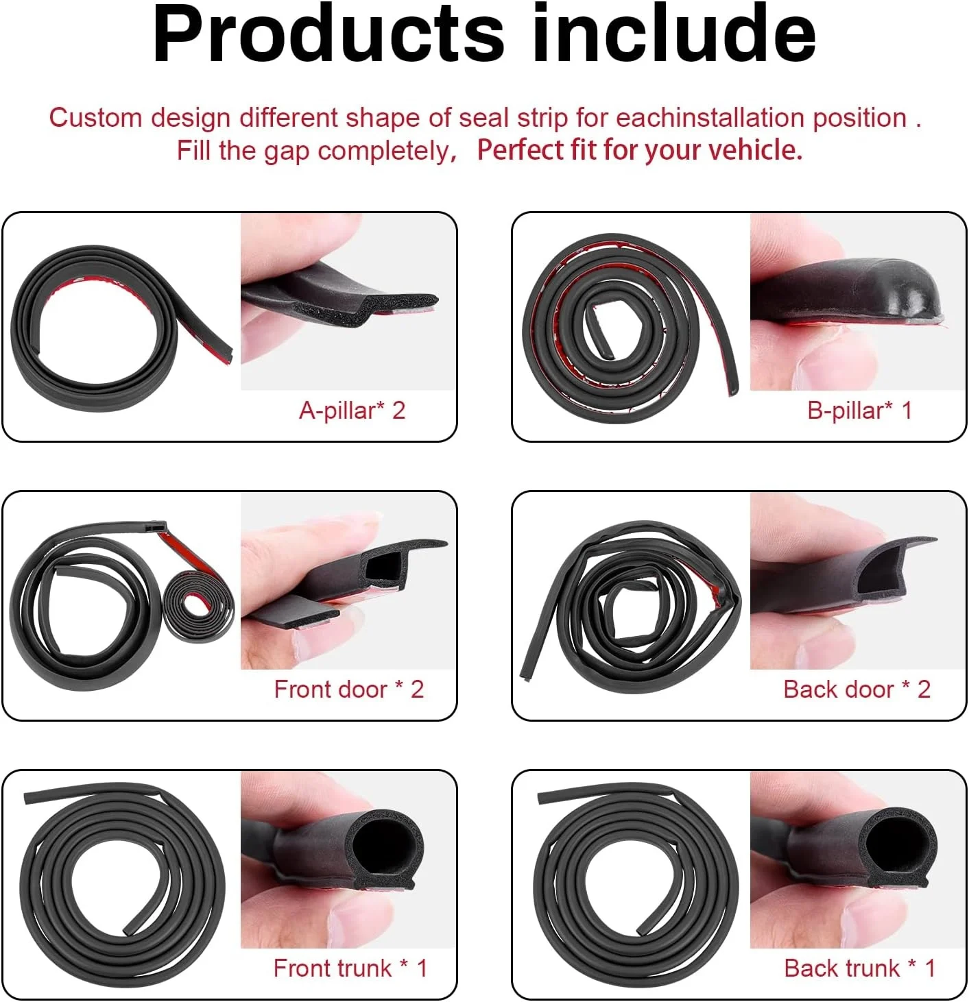 For Tesla Model Y Model 3 Highland Door Rubber Seal Soundproof Weather Stripping Trim Wind Noise Reduction Kit Accessories view 3