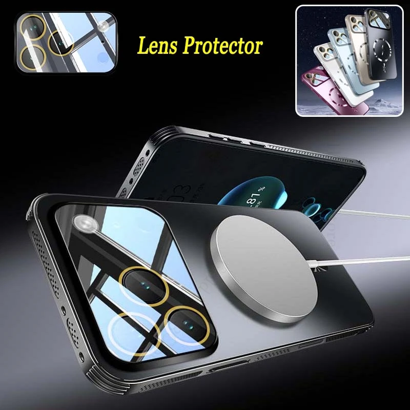 

For iPhone 17 16 Pro Max Cooling Heat Dissipation Armor Case For Apple 16 E 17 Air 14 13 15 Pro Plus For Magsafe Magnetic Cover