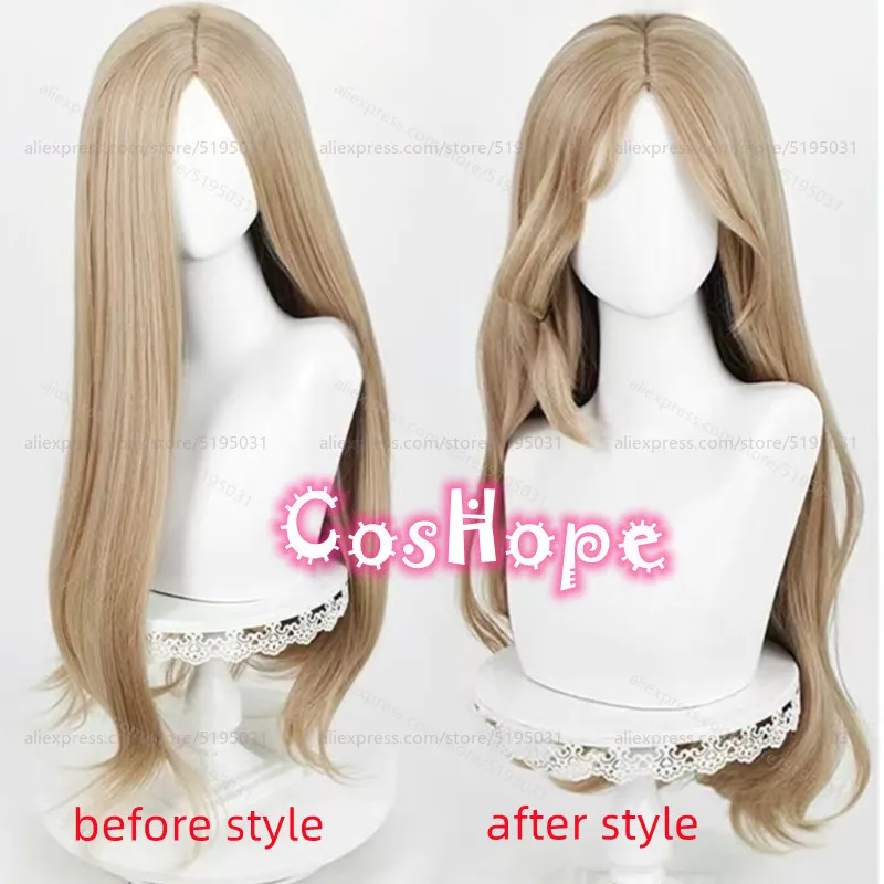 IDV Little Girl Panda Friend Cosplay Wig 76cm Long Linen Brown Wig Cosplay Anime Heat Resistant Synthetic Wigs