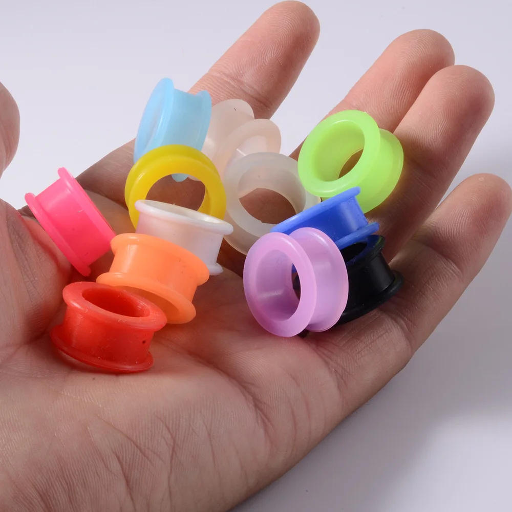 1 Pair Ear Plugs and Tunnels Thin Flexible Silicone Ear Gauges Stretch Marks for Tunnels 3-20mm Hollow Ear Dilations Earlets