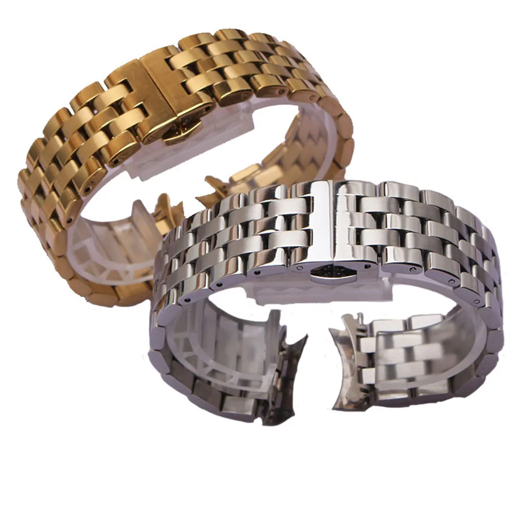 حزام الساعات 16 18 19 20 21 22 مللي متر جديد ل Seiko Timex تيسو كاسيو منحني ينتهي الفولاذ المقاوم للصدأ حزام الرجال سوار ساعة عالي الجودة