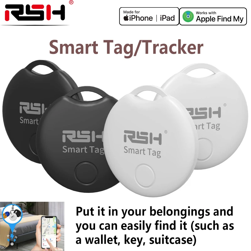 RSH smart Tracker Work with Apple Find My APP Smart Bluetooth GPS Tracker/Tag Anti Lost Reminder Locator Car Key Pet Kids Finder