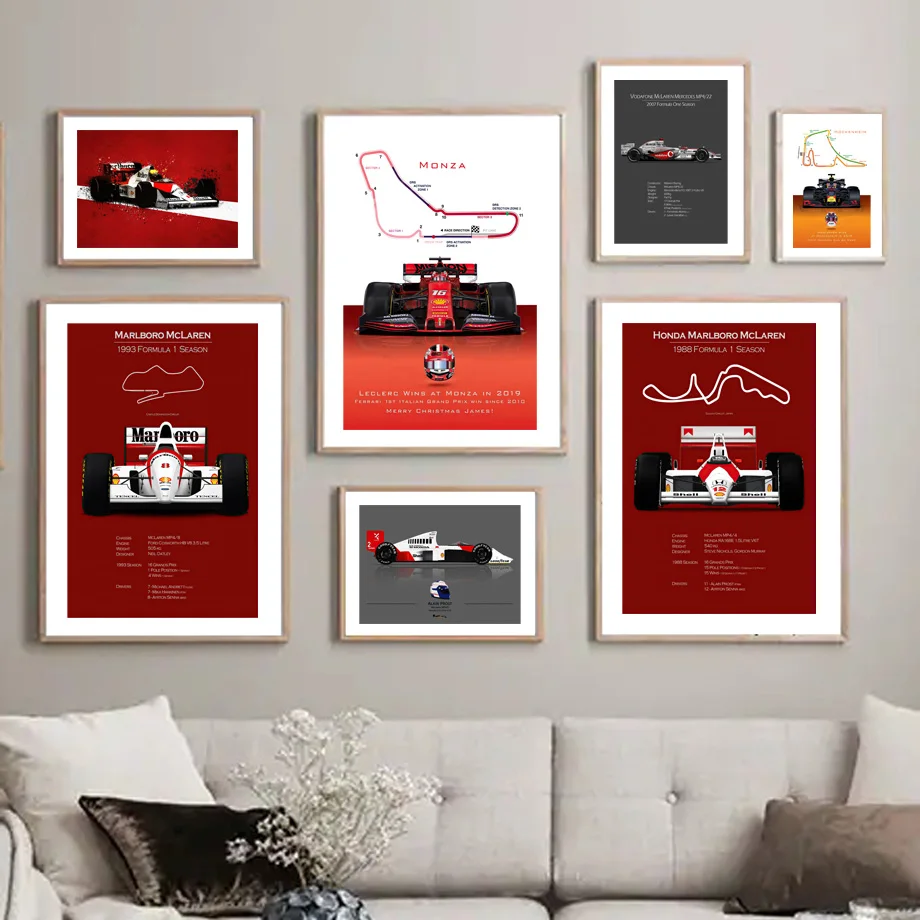 F1 Formula 1 Motorsports  Sports Racing Cars Wall Art Mural Canvas Painting Poster Print Modern Pictures Living Boy Room Decor