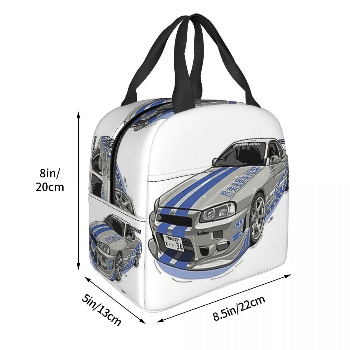 Fast And Furious Skyline Insulated Lunch Bag for Women Children Leakproof Food Boxes Thermal Lunch Box Tote
