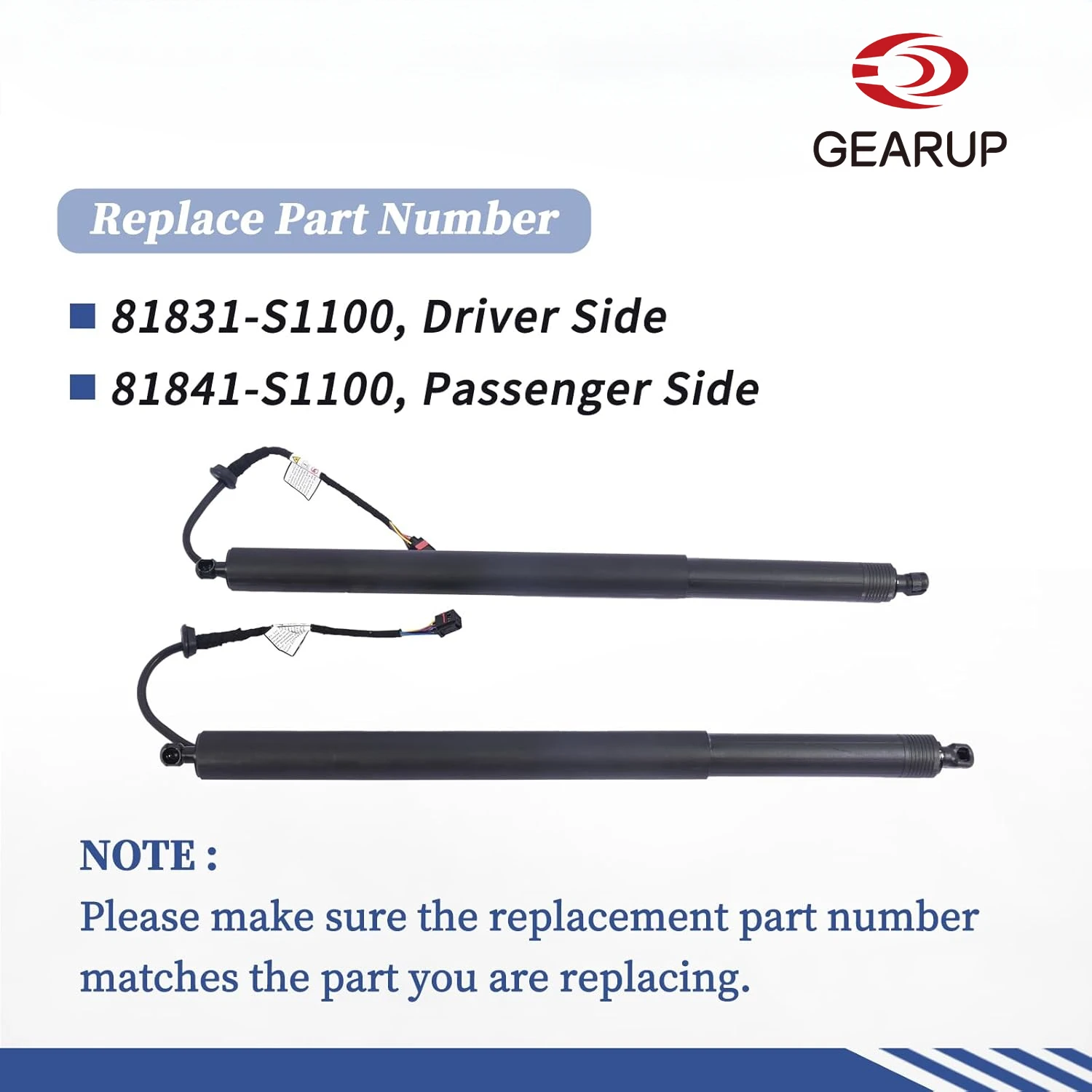 2PCS 81831S1100 81841S1100 Brand New Rear Left & Right Tailgate Electric Support Rods for Hyundai Santa Fe F19 Georgia 2019-2021