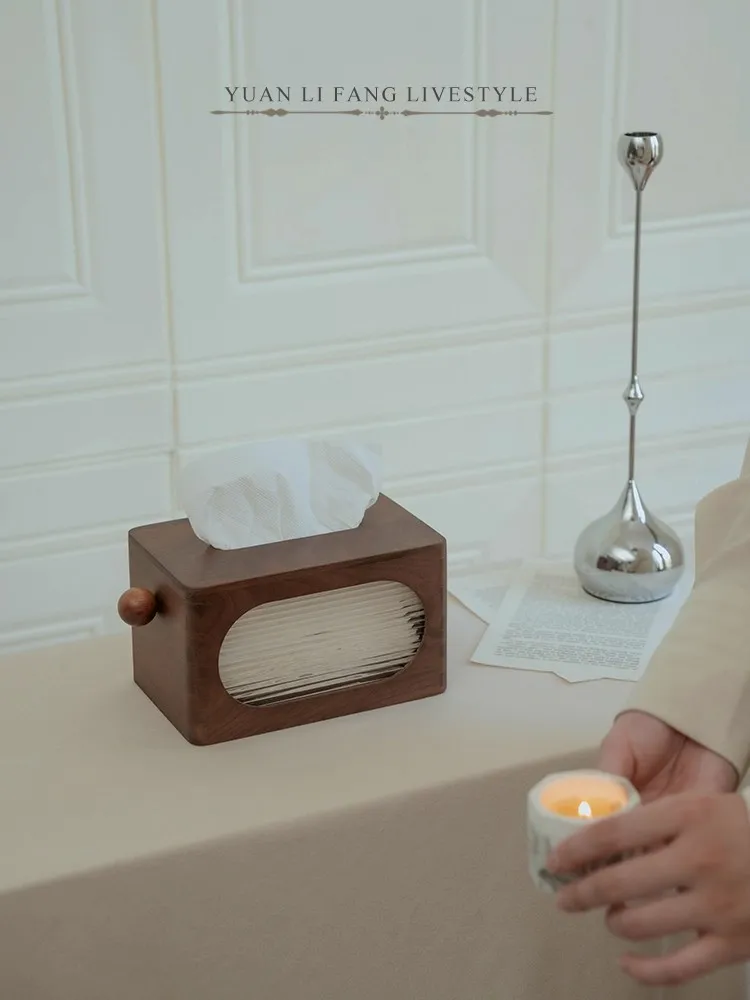 

Natural Black Walnut Solid Wood Artistic Creativity Tissue Box Living Room Light luxury Advanced Exquisite Decoration Tissue Box