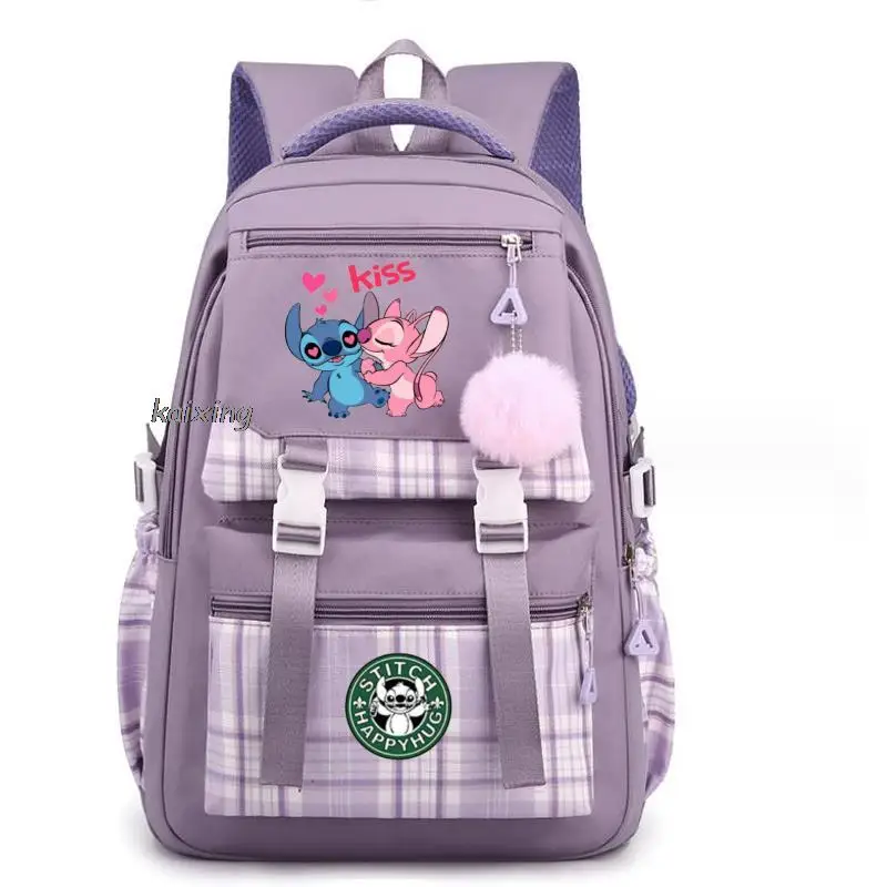 Fashion Lilo And Stitch Backpack Printe Female Nylon Simple Large-capacity Cartoon Schoolbag Insert Buckle Laptop knapsack Gift