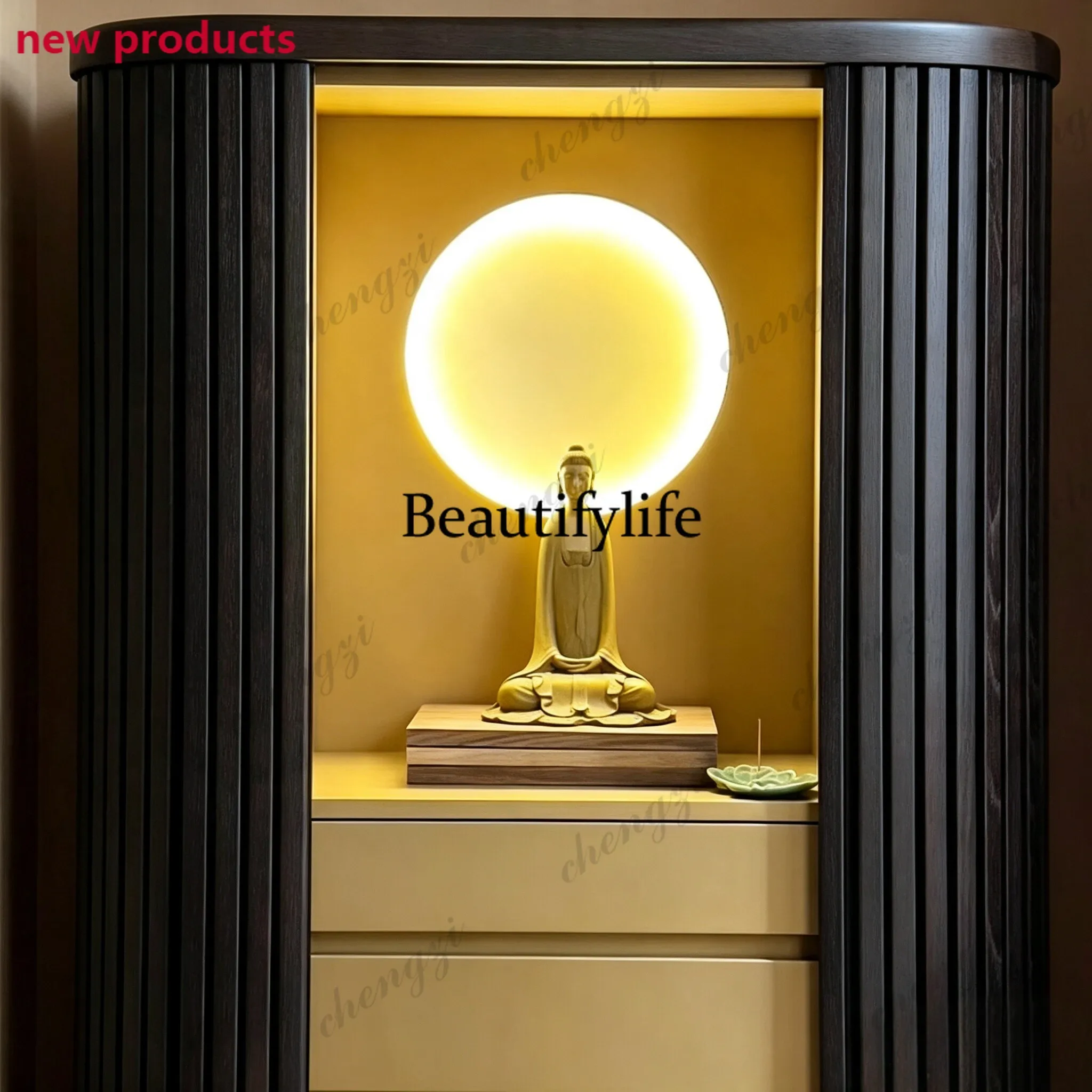 A139Modern simple Buddhist cabinet table multi-layer storage household living room vertical cabinet Buddhist platform offering