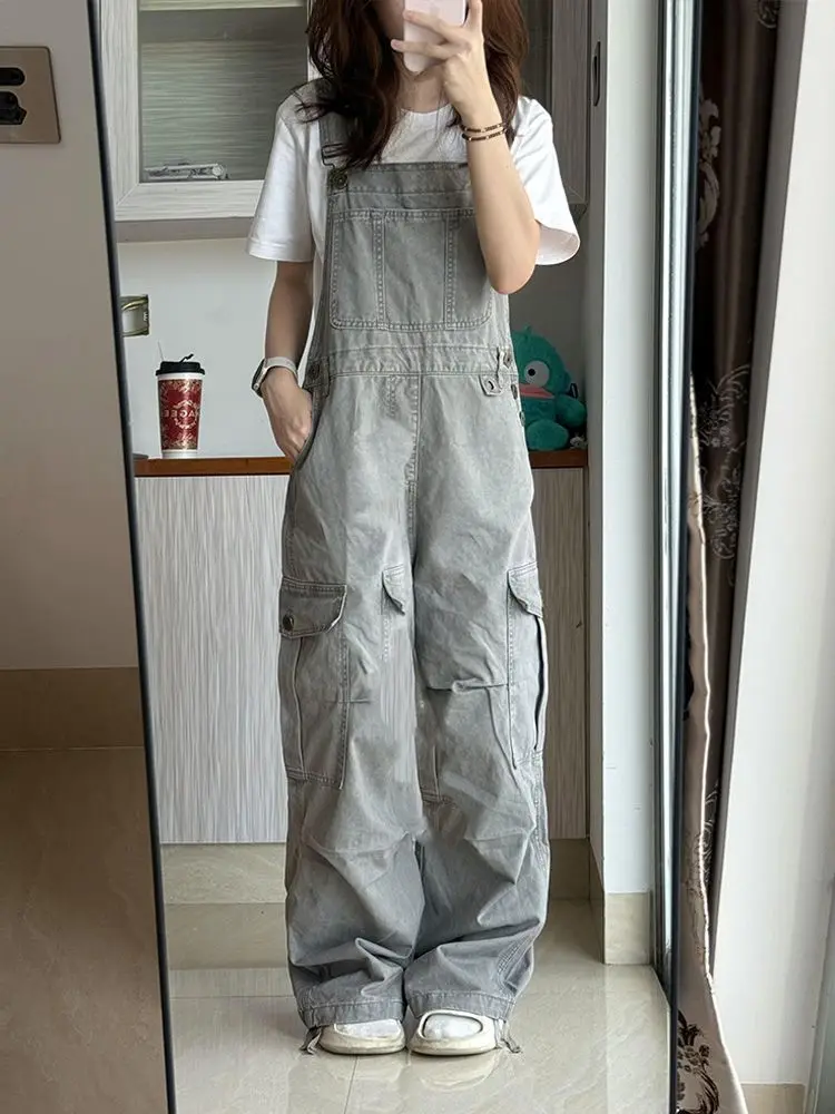 

Новые женские джинсовые комбинезоны для весны и лета: повседневные, с высокой талией, широкие штанины