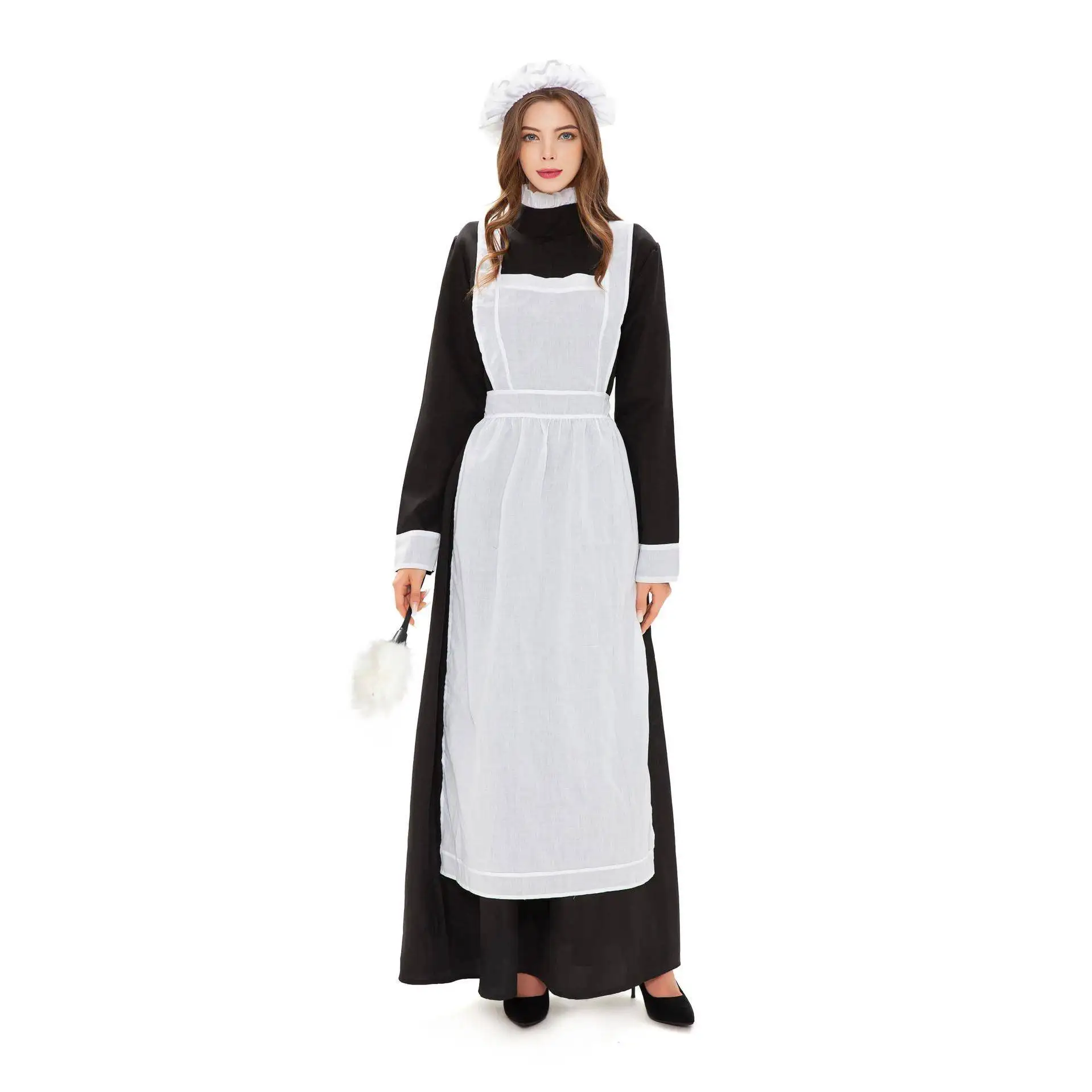 Adult 8th Century Monastery Nun Nighting Costume loween Cosplay round Ne Dr Women's Traditional Ethnic Stage Costume