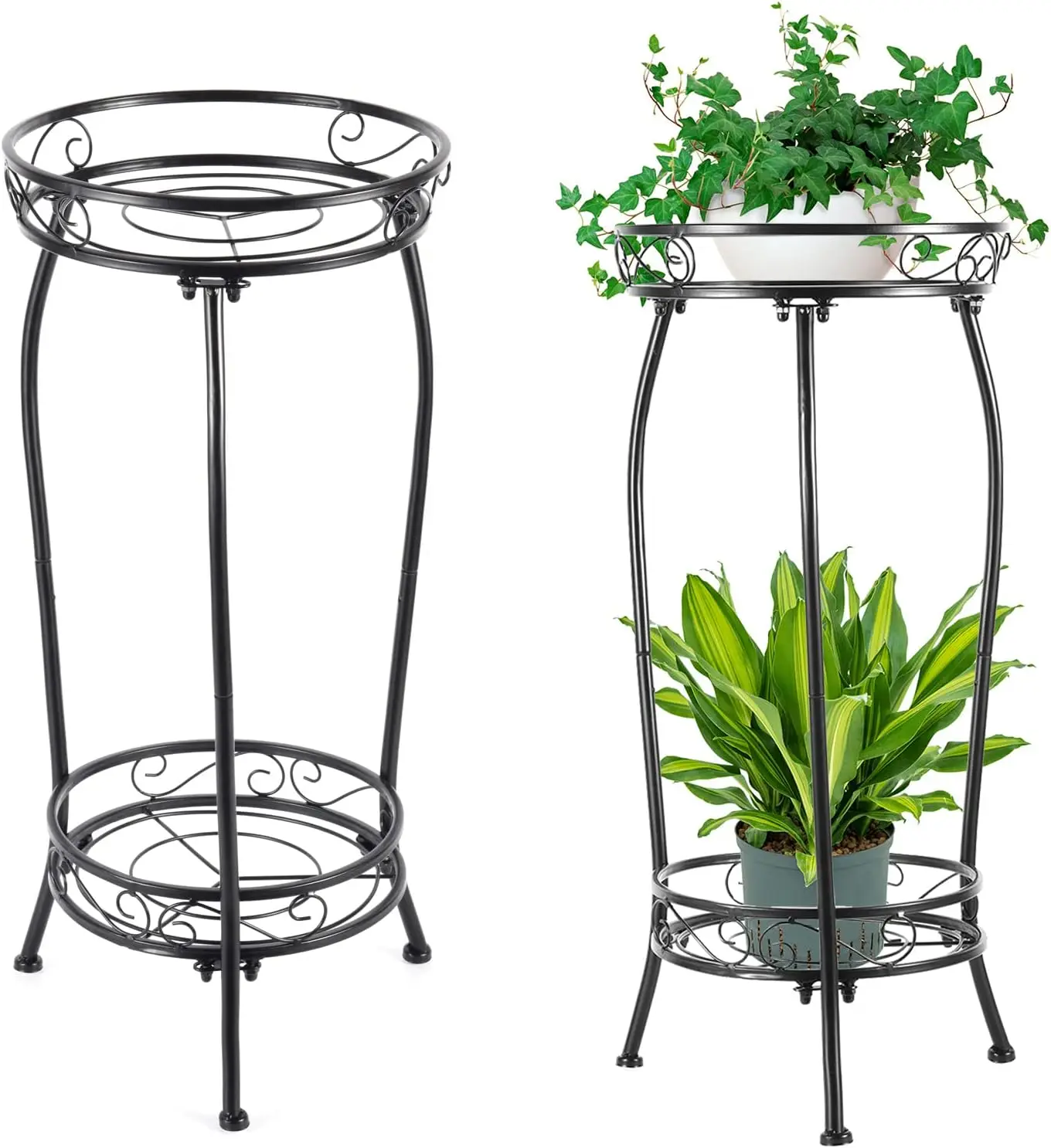 

2-Pack Plant Stand Indoor Outdoor,Tall Black Metal Rustproof Stable Plant Stands,2Tier 27.1 inch Multiple Plant Rack for Planter