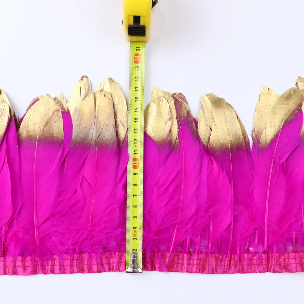 Golden DIY large flowing feather goose feather trim/fabric edge/fabric strip/skirt hem/2-meter accessory raw material, 2 meters - view 5