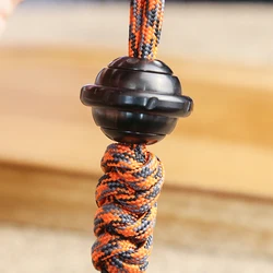 Black UFO Shape Knife Drop Fingertip Gyro Pendant Adult Fidget Toy Paracord Rope Decompression Toy Edc Stainless Steel Accessory