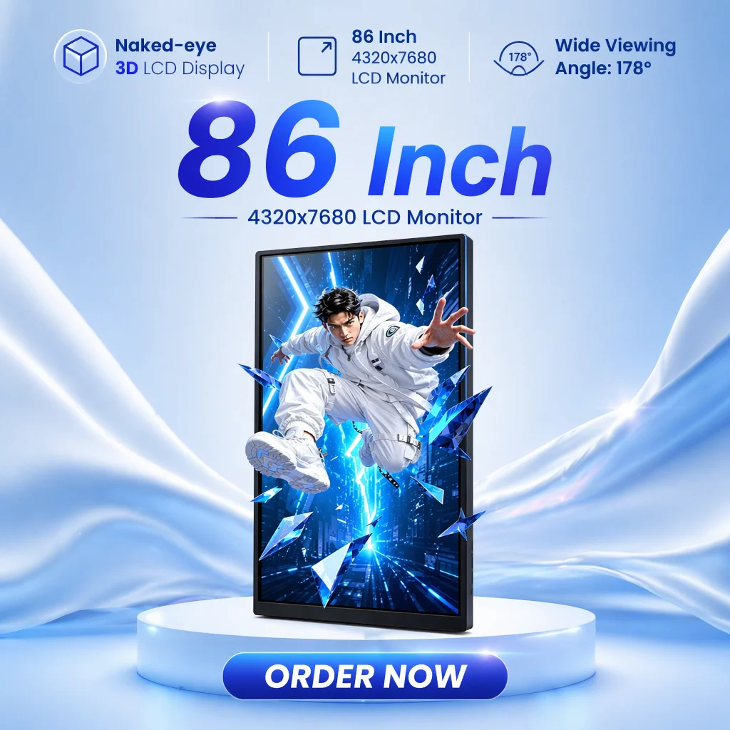 Naked-eye 3D Advertising Display 27 43 55 65 86 110 Inch Digital Signage Rental LCD Display for Education Museums Advertising