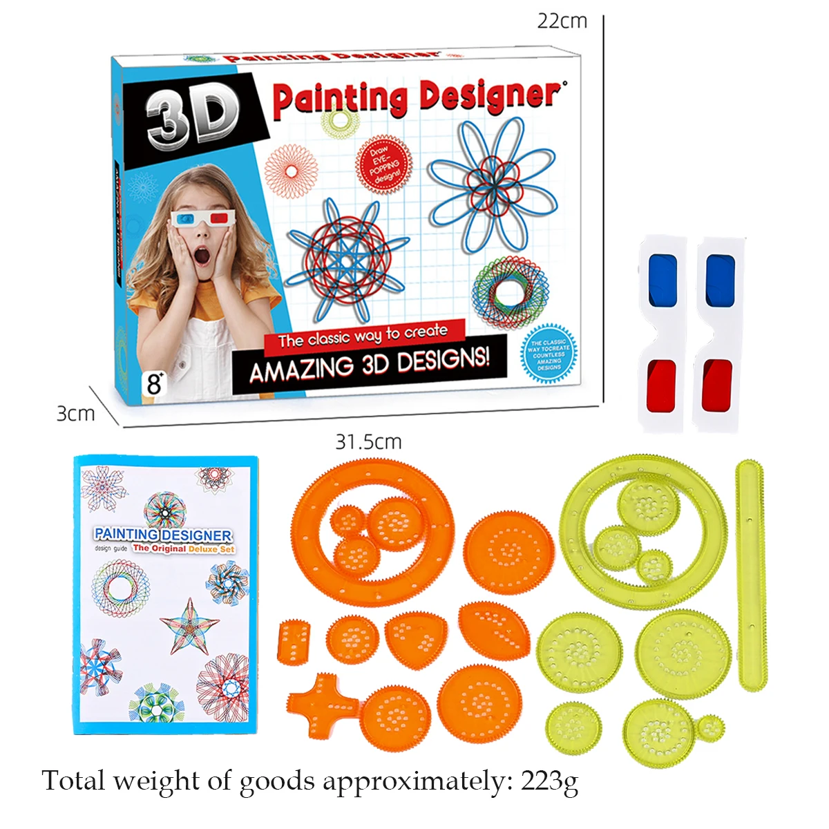 3D Spirograph Drawing Toys Set, Spiral Gear Geometric Ruler Puzzle Magic Creative Painting Accessories Gifts for Kids