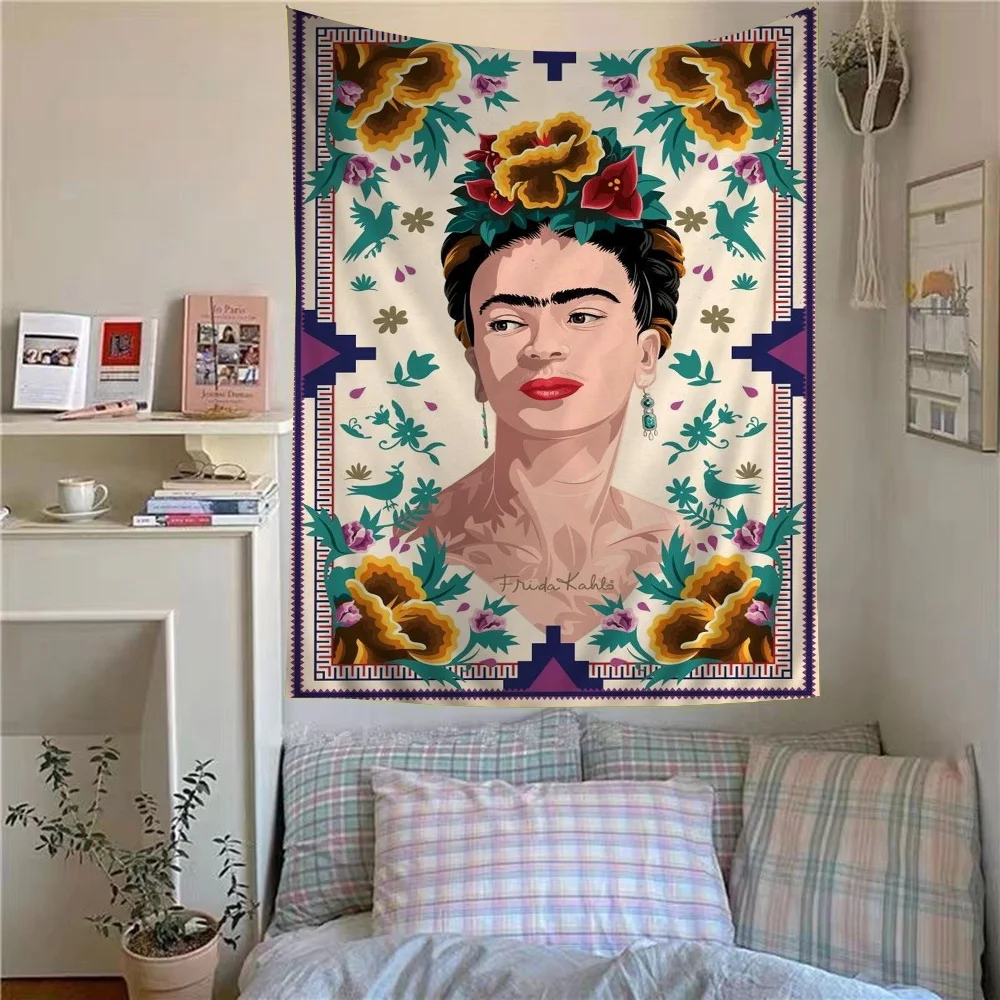 F-Frida K-Kahlo Anime Tapestry Hanging Tarot Hippie Wall Rugs Dorm Home Decor