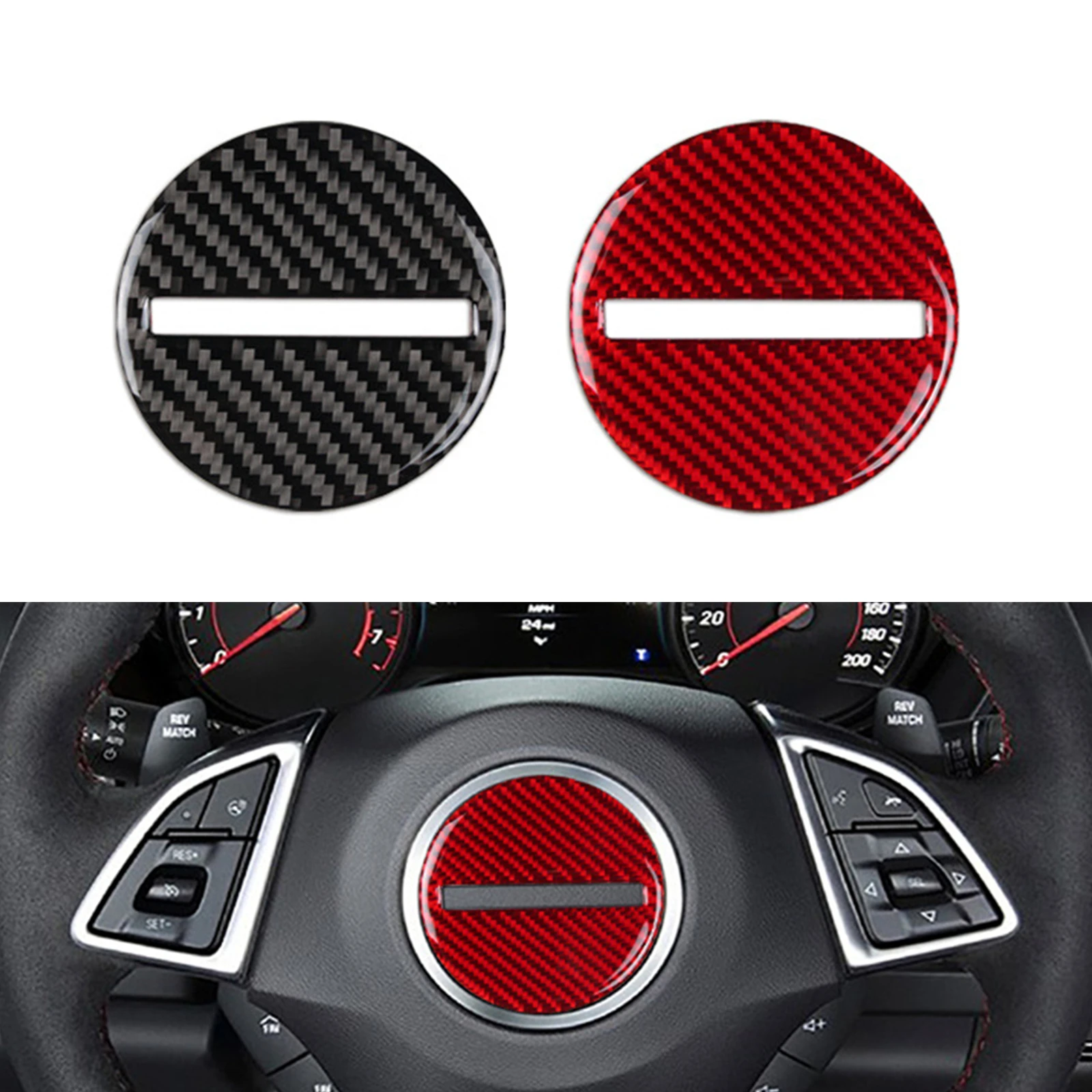 

For Chevy Camaro 2017-2024 Carbon Fiber Steering Wheel Center Cover Trim Sticker