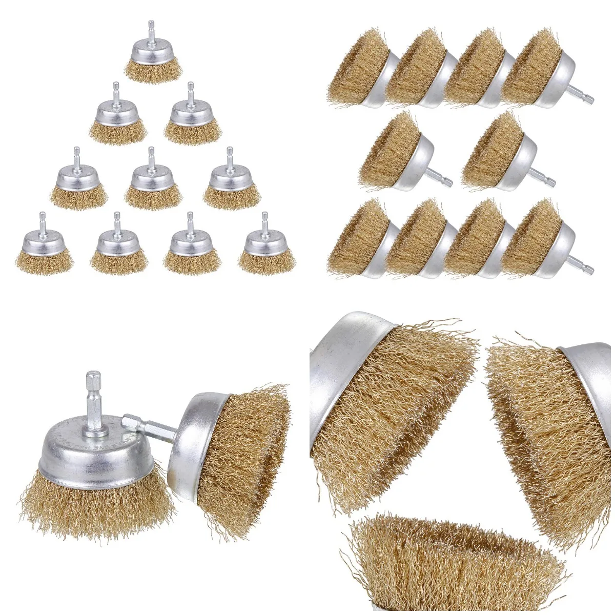 

10 Pack Wire Cup Brush with 1/4-Inch Hex Shank, 3 Inch Wire Drill Brush Set for Removal of Rust/Corrosion/Paint
