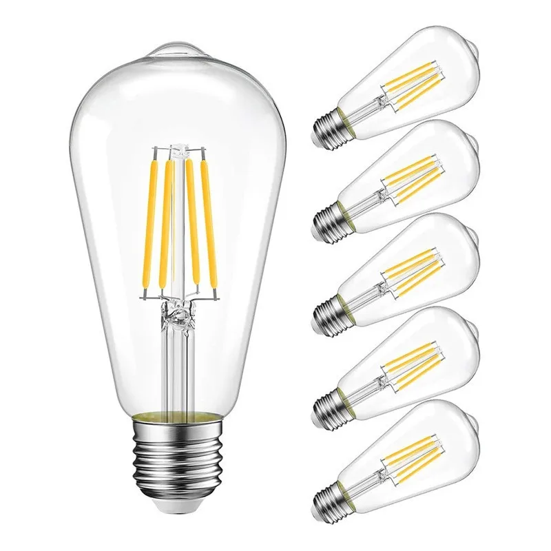 

1PCS LED Edison Filament Light Bulbs Lights ST64 E27 230V 220V 2W 4W 6W 8W 12W 2700K 6000K 360 Degree Energy Lamps