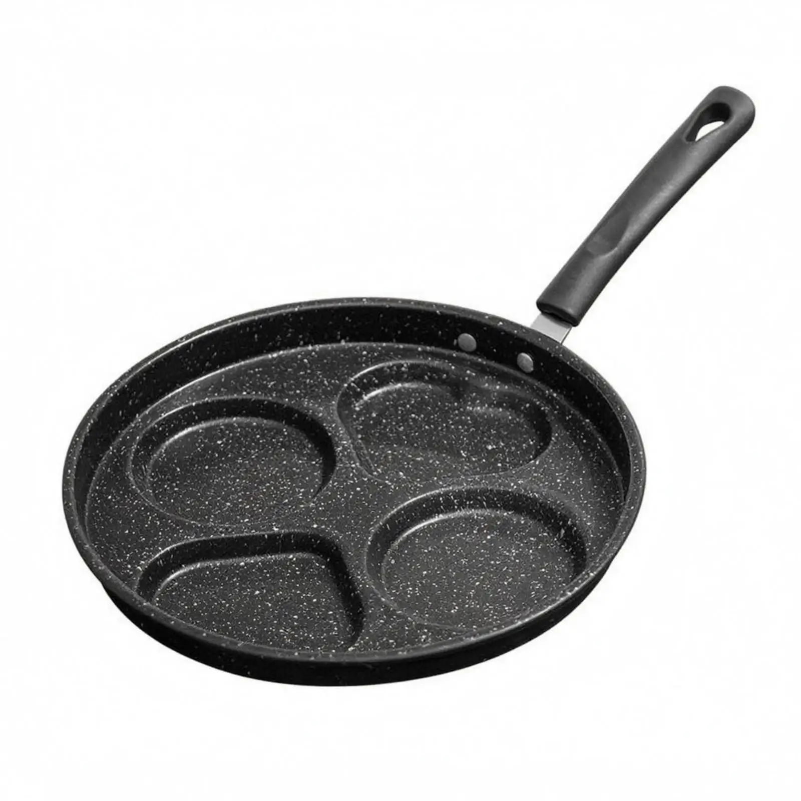 Multi Section Frying Pan Single Long Handle 4 Cavity Egg-Shaped-Shaped Skillet