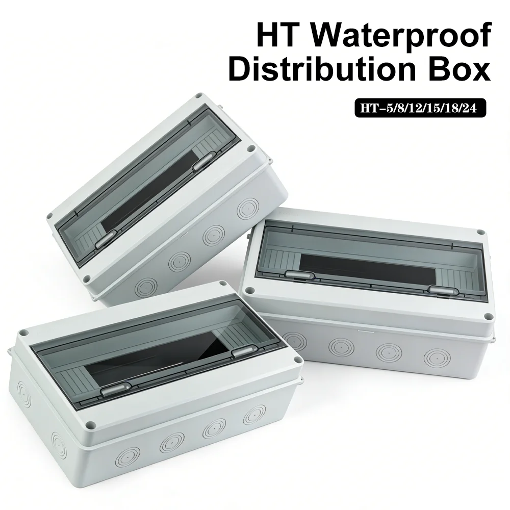 HT-5/8/12/15/18/24 WAY PV Comniner Enclosure ABS Plastic Outdoor IP65 Waterproof Distribution Box Electrical Junction Box